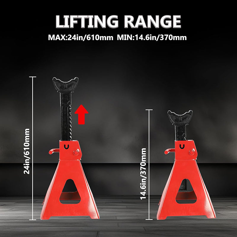 6 Ton Heavy Duty Professional Jack Stands - Vehicle Axle Stands