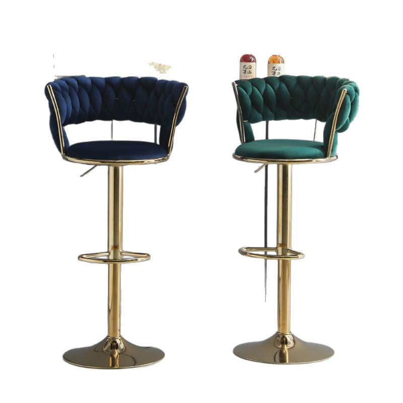 Light Luxury Bar Stool Adjustable Rotating Home Use Backrest High Stool Simple Creative Bar Chair Internet Celebrity Woven Chair