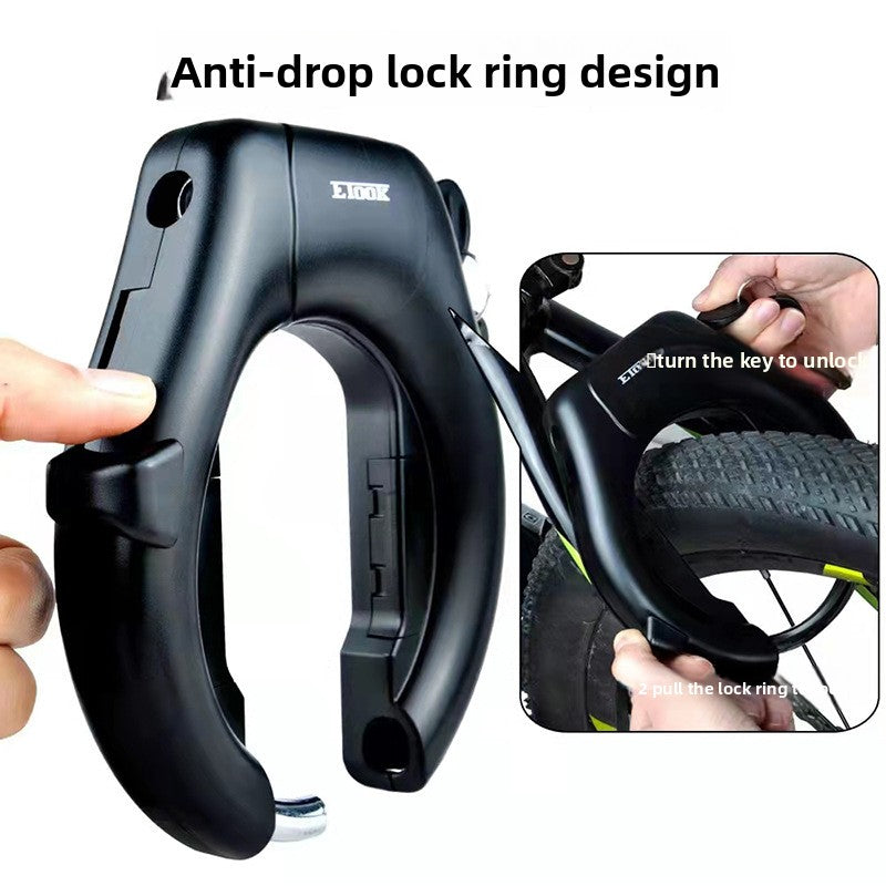 Cross-Border Bicycle Black Key Lock Large Lock Horseshoe Thickened Crab Claw Lock Bicycle Convenient Lock Cycling Supplies