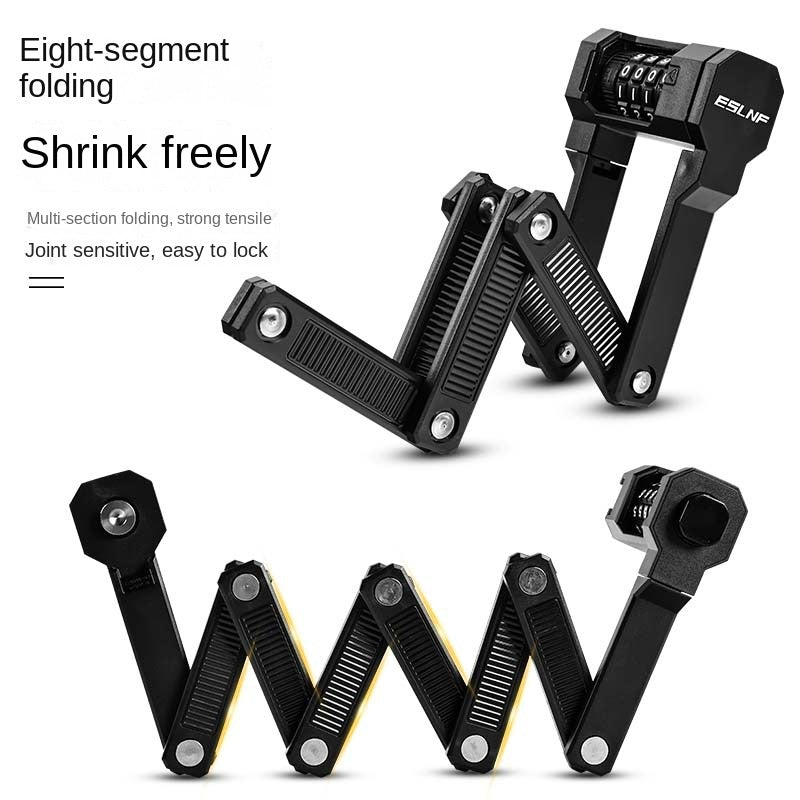 Bicycle Lock Anti-Theft Password Lock Mountain Bike Electric Car Chain Lock Motorcycle Battery Car Aluminum Alloy Folding Lock