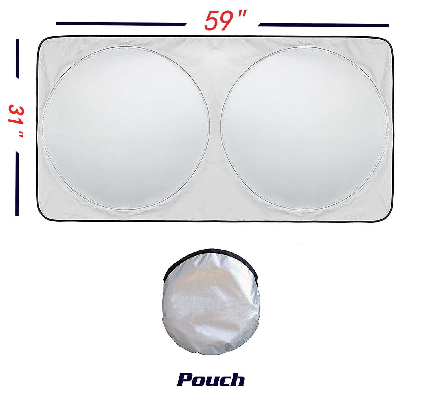 Car Double Circle Sunshade Sun Block Car Heat Insulation Silver Tape Snow Block Sun Protection Foldable