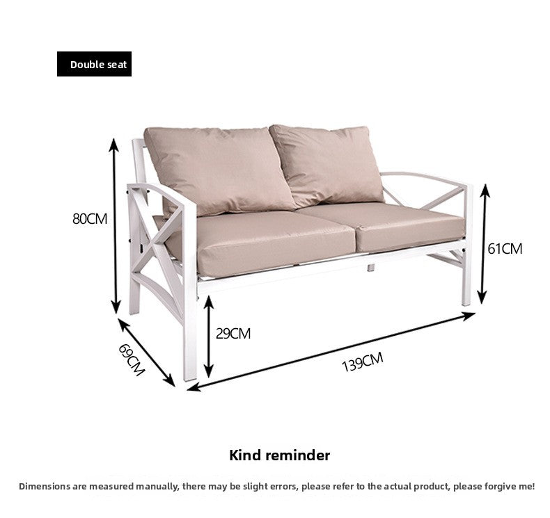 Outdoor Leisure Iron Art Sofa Set Garden Hotel Business Reception Sofa Waterproof Industrial Style Iron Frame Chair