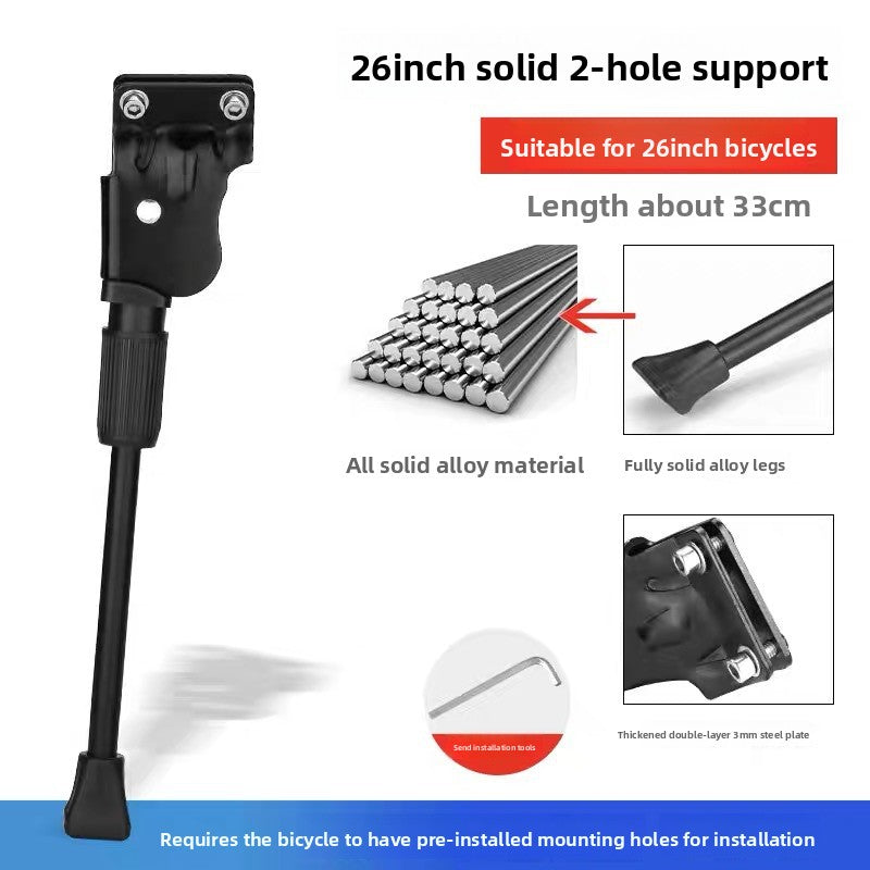 2-Hole MTB Kickstand 24 inch Replacement, 26 inch Bike Side Stand 2-Hole