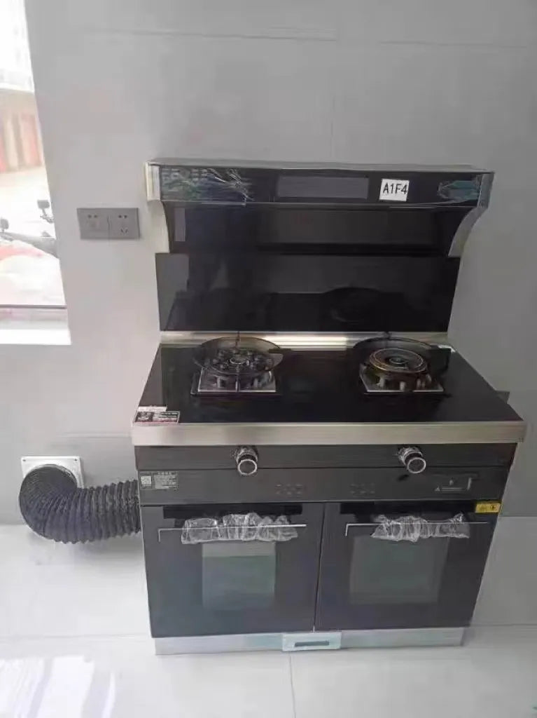 Haotaitai 900mm left Roast and right Steam Oven cabinet integrated gas stove range hood