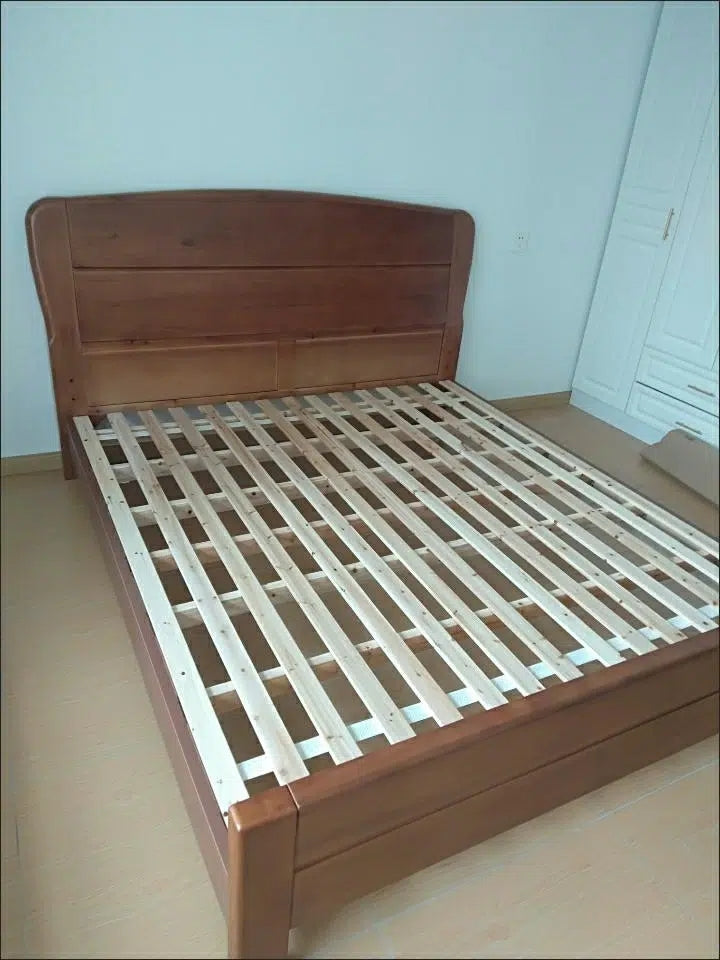 Gold silk walnut solid wood bed modern 1.5/1.8 m barometric storage bed XCMJ03