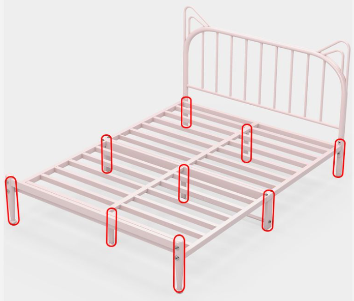 Metal Bed high Cute rabbit head flat tail JRJP03