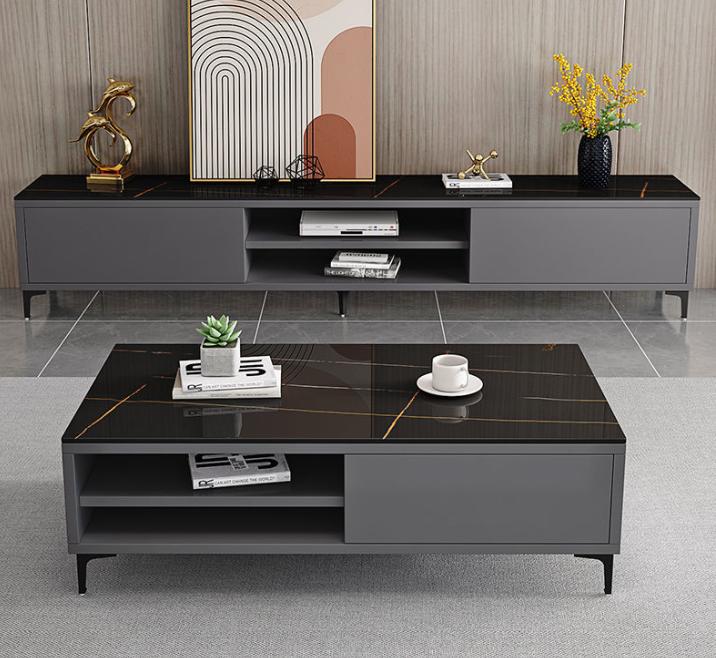 Modern Wood TV Stand+Coffee Table