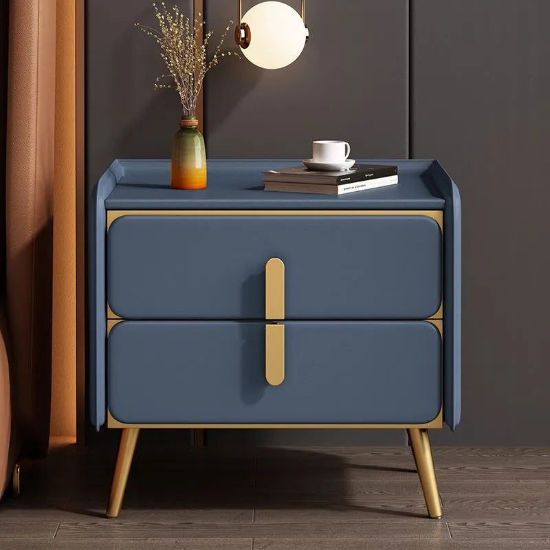 Leather Surface solid wood Nightstand Bedside Table PLDE01