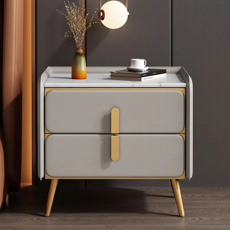 Slate Surface solid wood Nightstand Bedside Table PLDE02