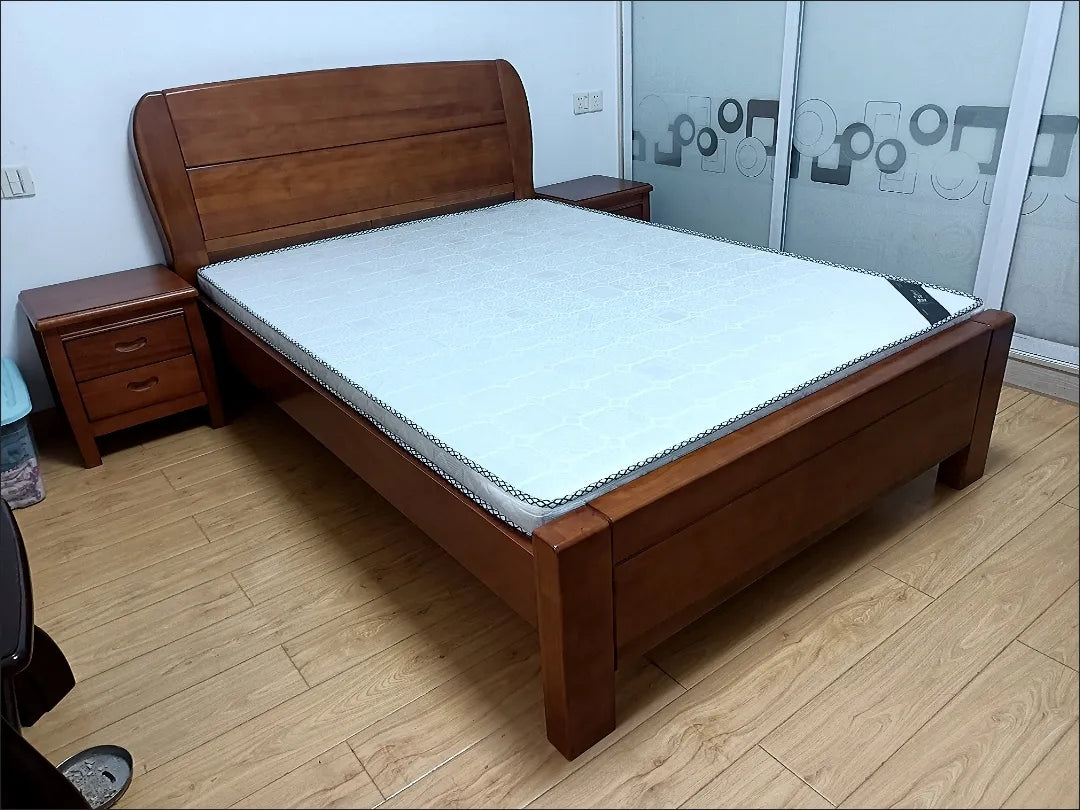 Gold silk walnut solid wood bed modern 1.5/1.8 m barometric storage bed XCMJ03