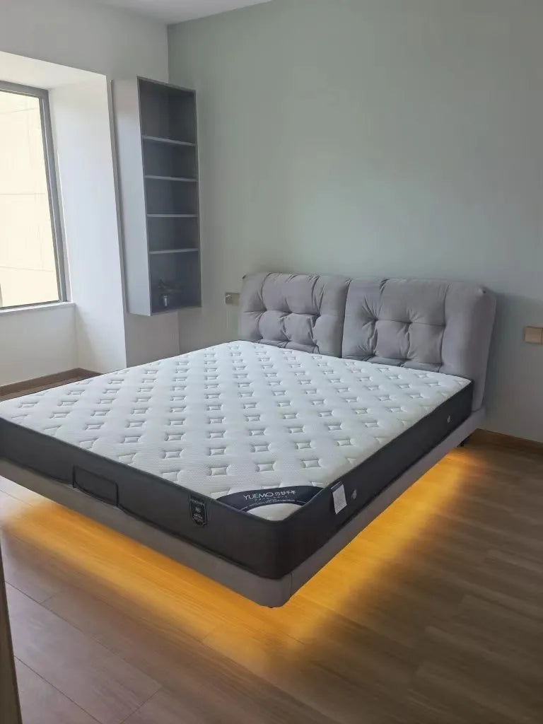 Suspended modern minimalist leather bed XMSY09