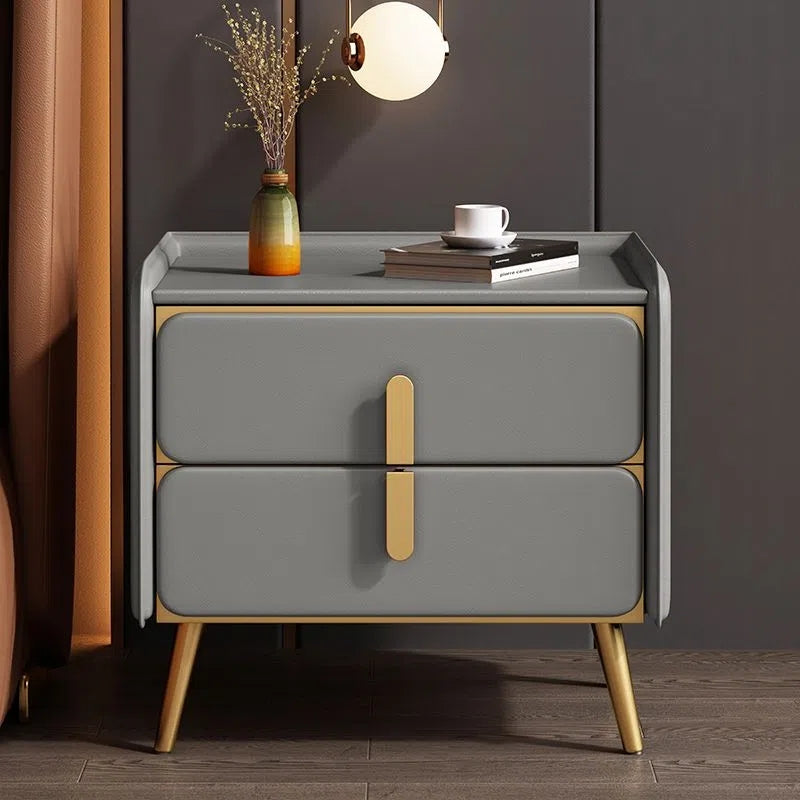 Leather Surface solid wood Nightstand Bedside Table PLDE01