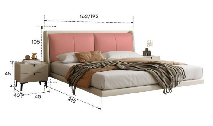 Suspended modern minimalist leather bed XMSY07