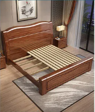 Gold silk walnut solid wood bed modern 1.5/1.8 m barometric storage bed XCMJ02